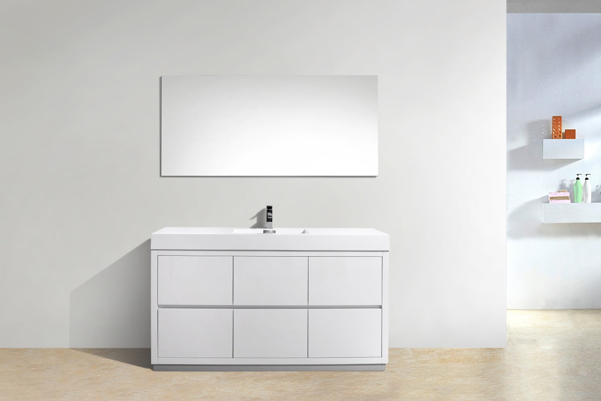 Bliss 60" Single Sink Floor Mount Modern Bathroom Vanity – High Gloss White