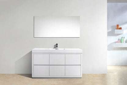 Bliss 60" Single Sink Floor Mount Modern Bathroom Vanity – High Gloss White