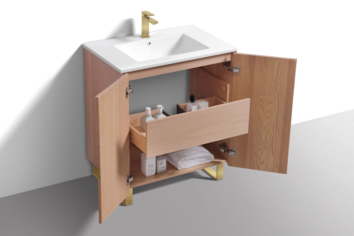 Fiore 32" Modern Free-Standing Bathroom Vanity – Oakwood - Restock ETA Early Dec