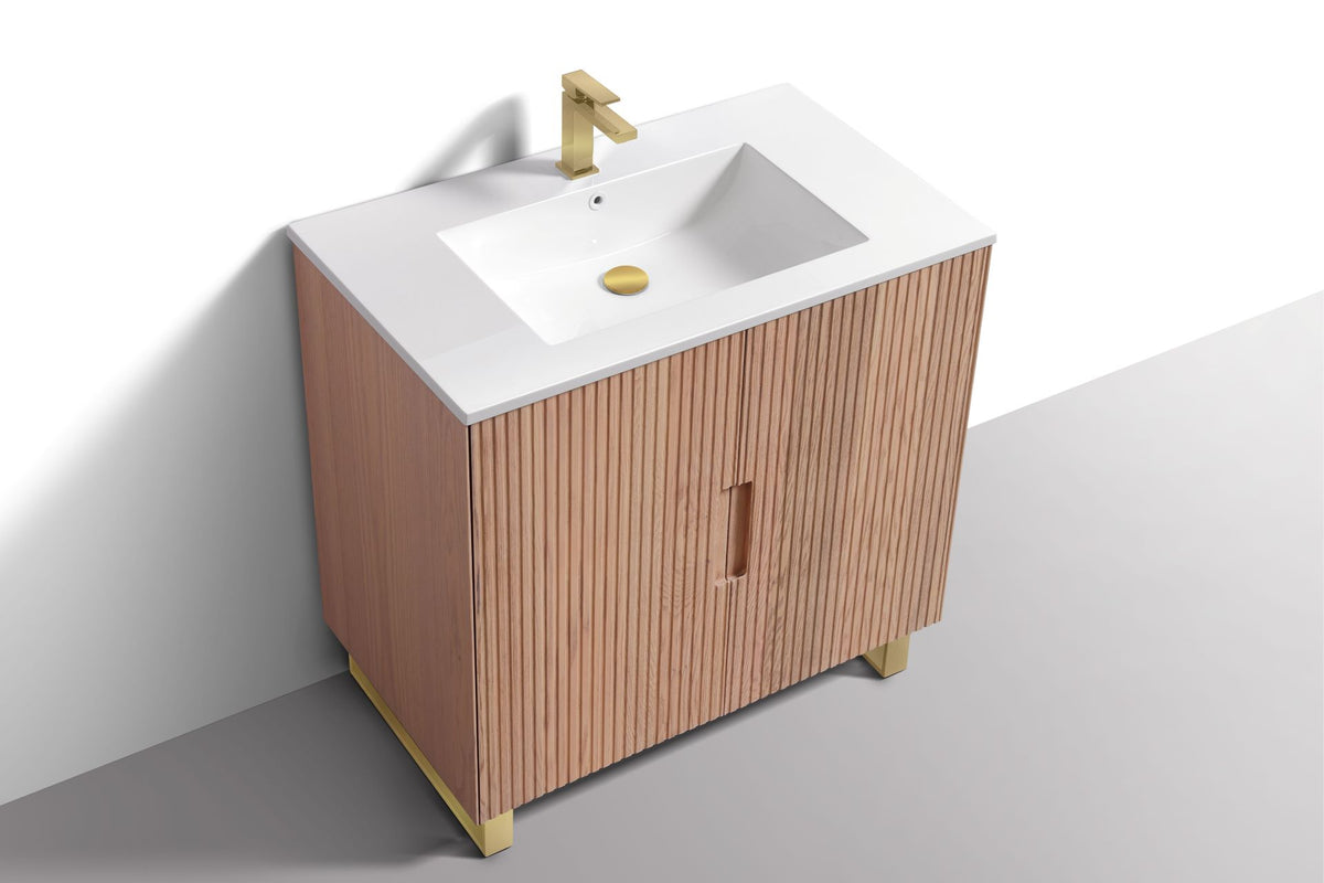 36'' Fiore Free Standing Bathroom Vanity - OAKWOOD - Restock ETA End of Nov