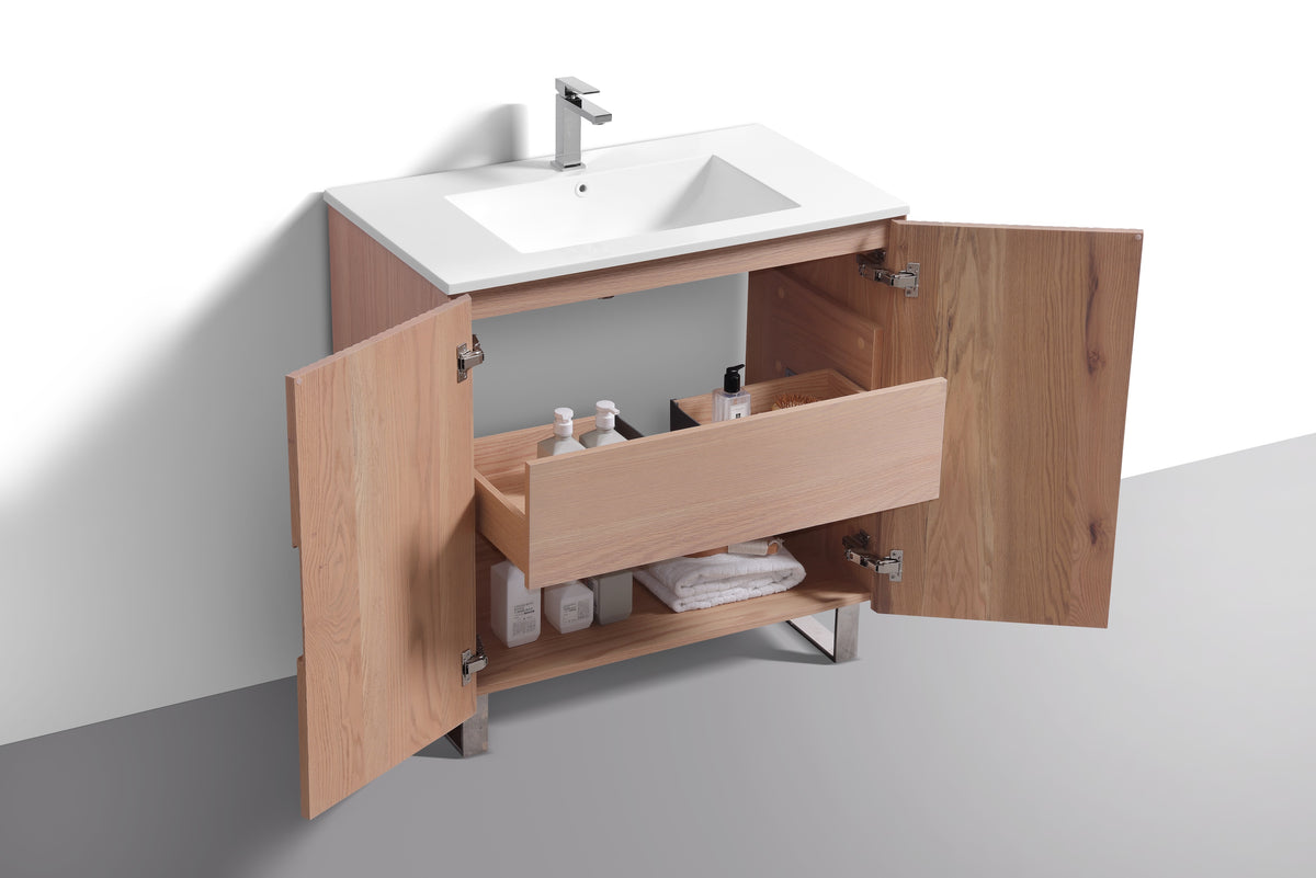 36'' Fiore Free Standing Bathroom Vanity - OAKWOOD - Restock ETA End of Nov