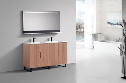 60''Fiore Double Sink Free Standing Bathroom Vanity - OAKWOOD