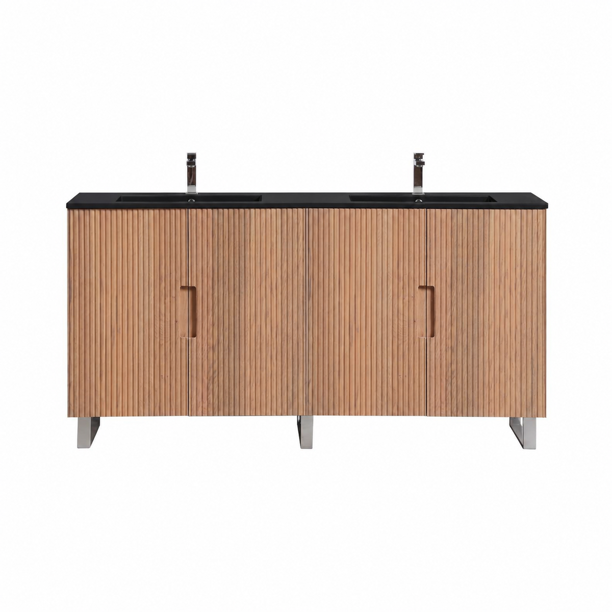 72''Fiore Double Sink Free Standing Bathroom Vanity - OAKWOOD - White Top Restock ETA Mid of Nov