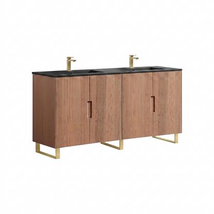 72''Fiore Double Sink Free Standing Bathroom Vanity - OAKWOOD - White Top Restock ETA Mid of Nov