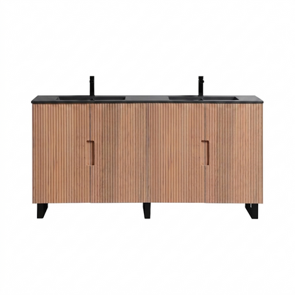 72''Fiore Double Sink Free Standing Bathroom Vanity - OAKWOOD - White Top Restock ETA Mid of Nov
