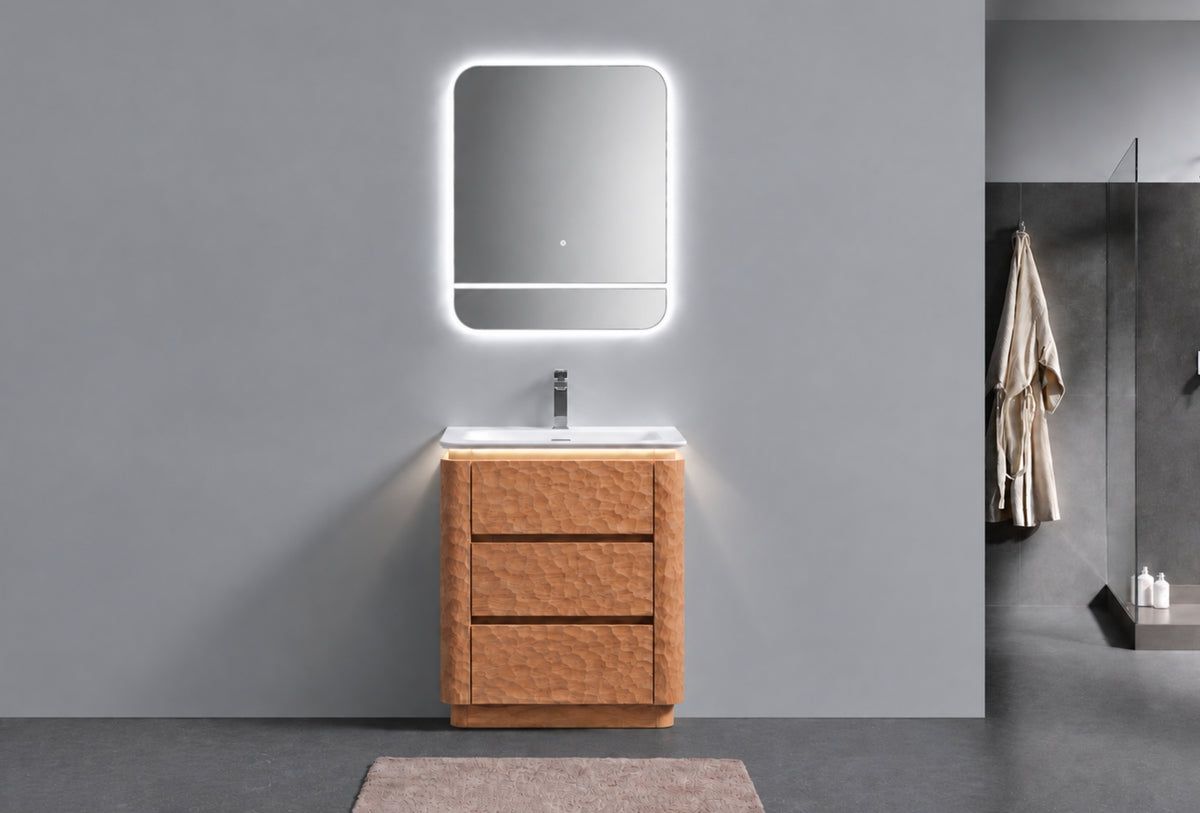 24" Lumi Floor-Mount Single Sink Modern Bathroom Vanity – Oakwood - ETA End of Nov