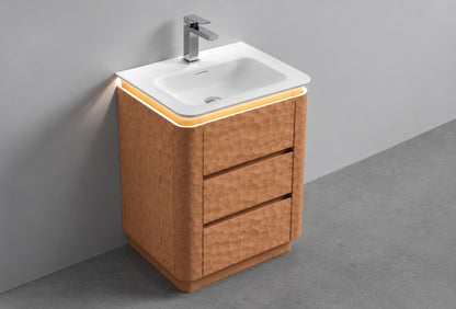 24" Lumi Floor-Mount Single Sink Modern Bathroom Vanity – Oakwood - ETA End of Nov