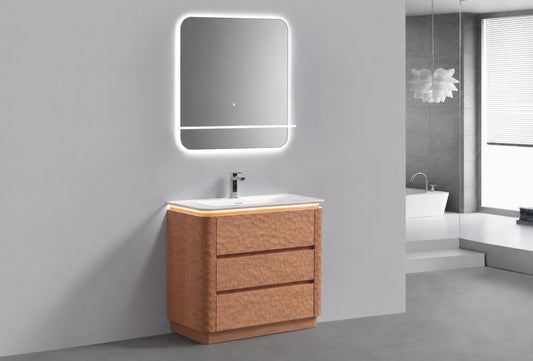 32" Lumi Floor-Mount Modern Single Sink Bathroom Vanity – Oakwood - ETA End of Nov