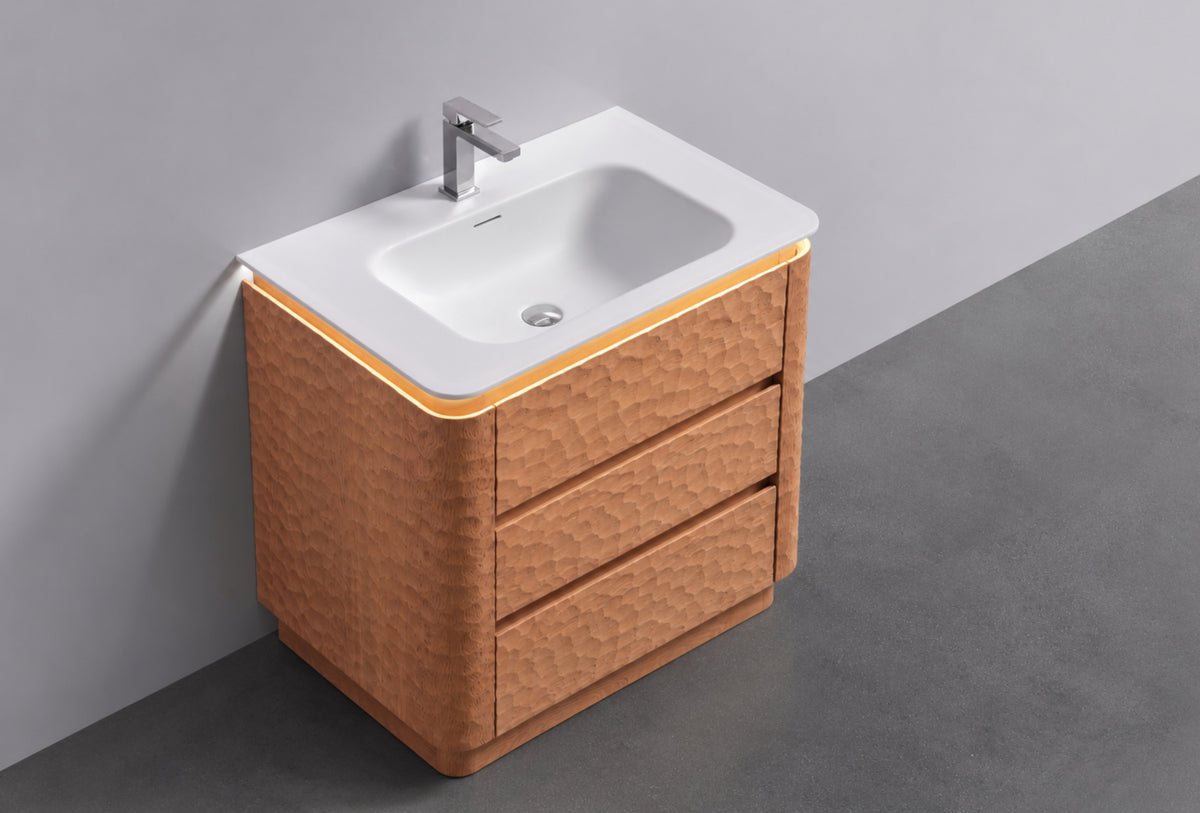 32" Lumi Floor-Mount Modern Single Sink Bathroom Vanity – Oakwood - ETA End of Nov