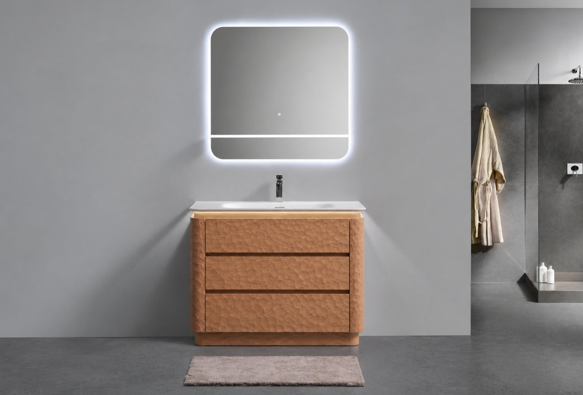 36" Lumi Floor-Mount Single Sink Modern Bathroom Vanity – Oakwood - ETA End of Nov