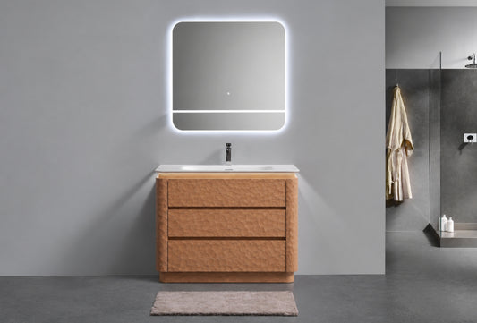 36" Lumi Floor-Mount Single Sink Modern Bathroom Vanity – Oakwood - ETA End of Nov