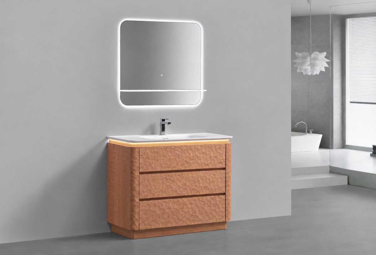 36" Lumi Floor-Mount Single Sink Modern Bathroom Vanity – Oakwood - ETA End of Nov