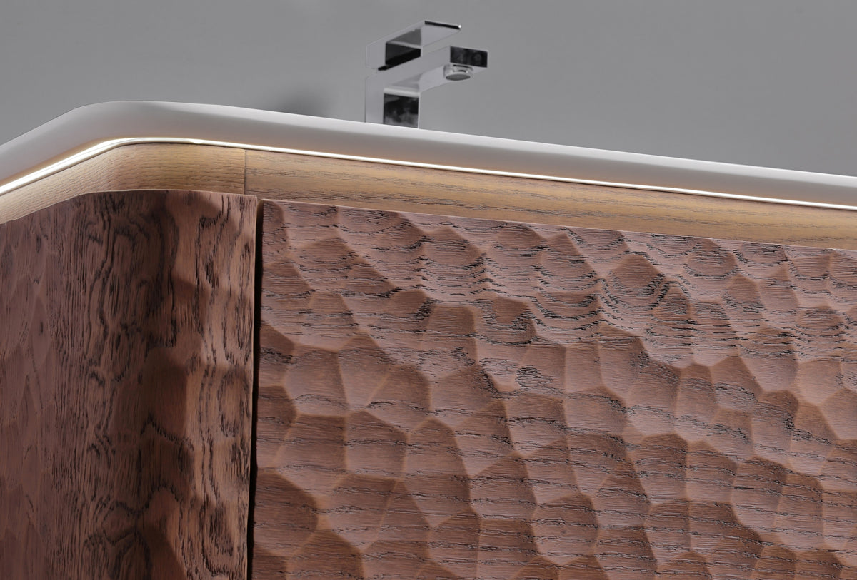 40" Lumi Floor-Mount Single Sink Modern Bathroom Vanity – Weathered Wood - ETA End of Nov