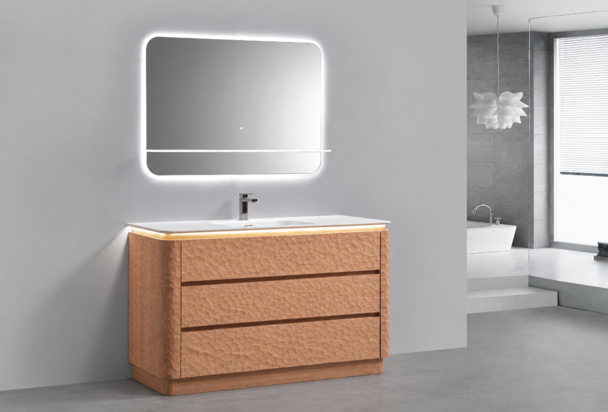 48" Lumi Floor-Mount Single Sink Modern Bathroom Vanity – Oakwood - ETA End of Nov