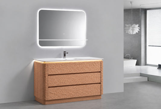 48" Lumi Floor-Mount Single Sink Modern Bathroom Vanity – Oakwood - ETA End of Nov