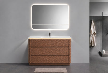 48" Lumi Floor-Mount Single Sink Modern Bathroom Vanity – Weathered Wood - ETA End of Nov