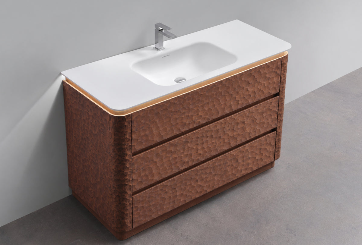 48" Lumi Floor-Mount Single Sink Modern Bathroom Vanity – Weathered Wood - ETA End of Nov
