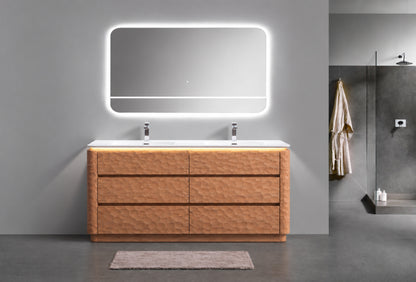 60" Lumi Double Sink Floor-Mount Modern Bathroom Vanity – Oakwood - ETA End of Nov