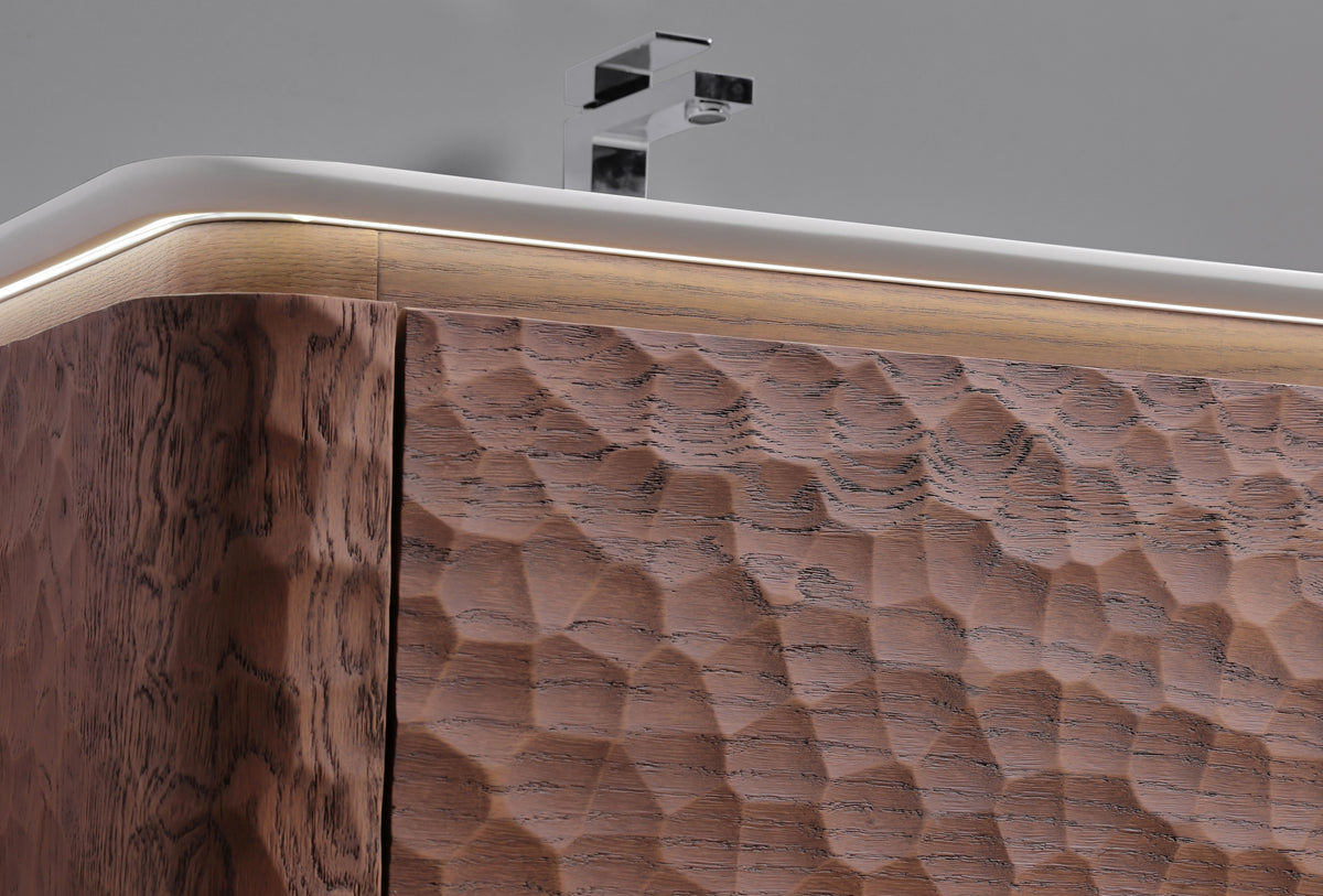 60" Lumi Double Sink Floor-Mount Modern Bathroom Vanity – Weathered Wood - ETA End of Nov