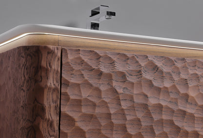60" Lumi Double Sink Floor-Mount Modern Bathroom Vanity – Weathered Wood - ETA End of Nov