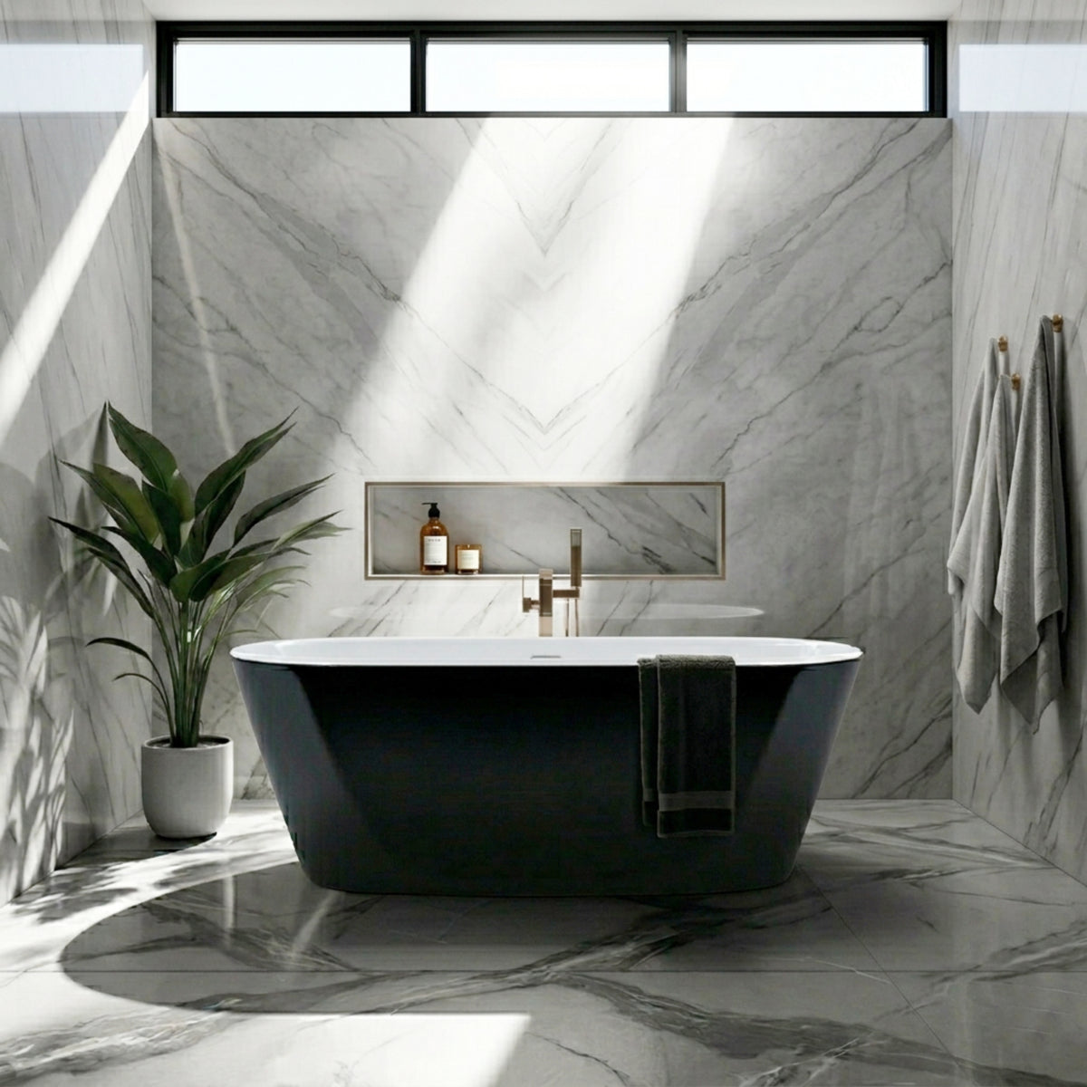 59'' Kube OVALE Black and White Free Standing Bathtub