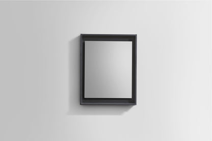 24" Framed Wall Mirror with Built-In Shelf – Black