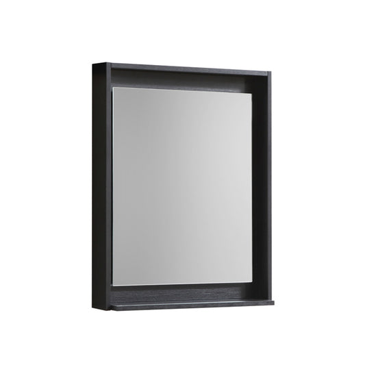 24" Wide Mirror w/ Shelf Black