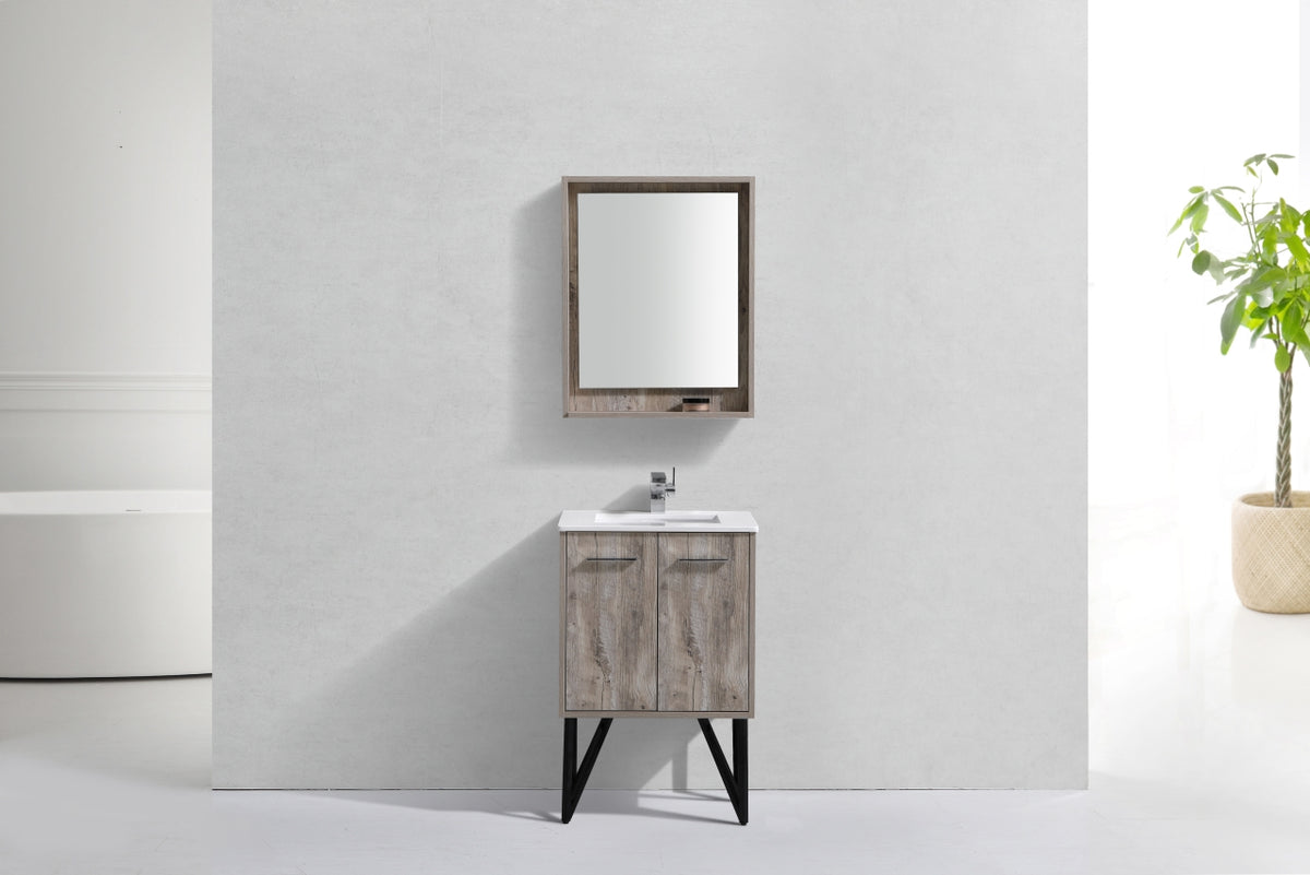KubeBath Forest 24" Nature Wood Modern Bathroom Vanity w/ Quartz Countertop