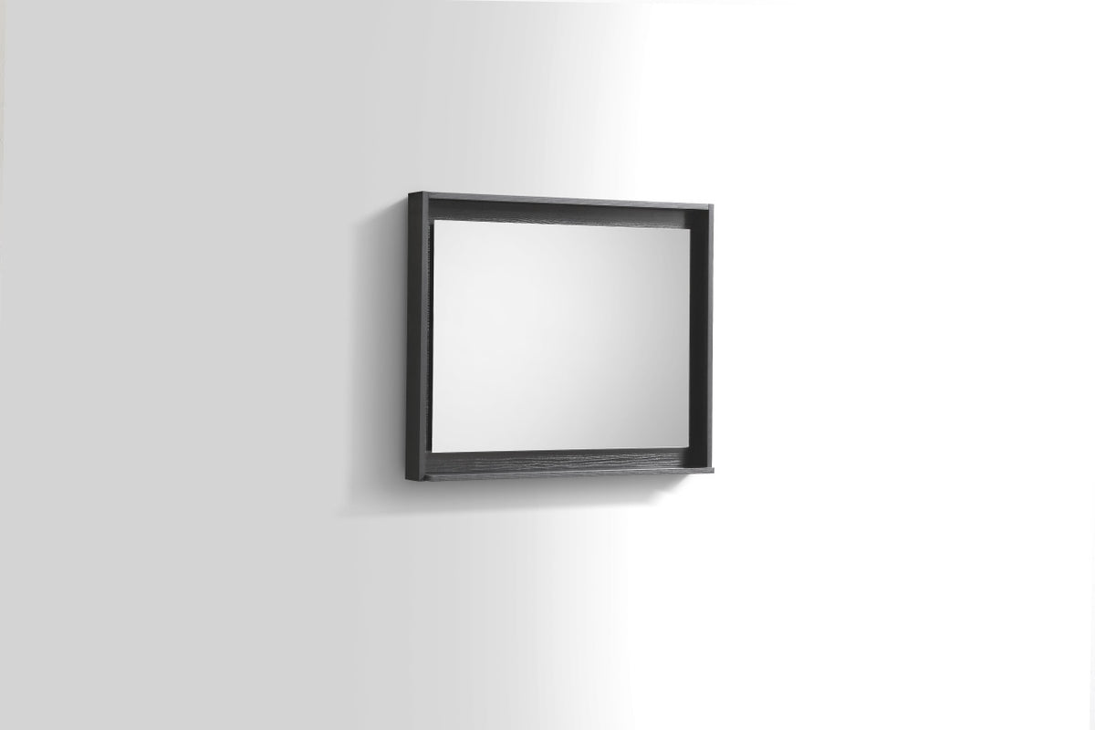 30" Wide Mirror w/ Shelf Black