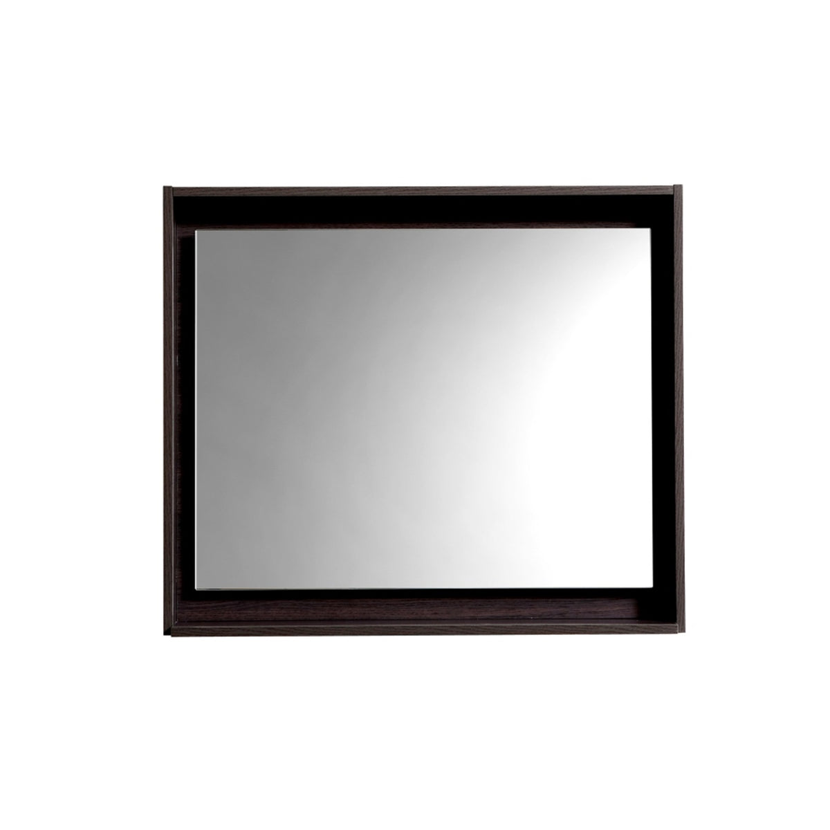 30" Wide Mirror w/ Shelf High Gloss Gray Oak