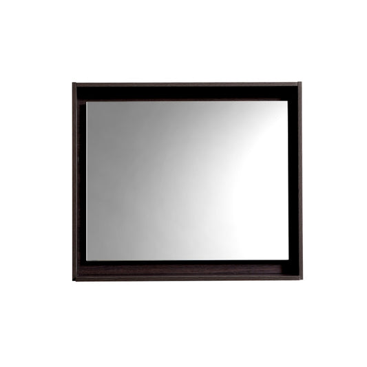 30" Wide Mirror w/ Shelf High Gloss Gray Oak