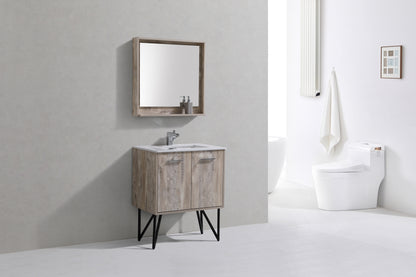 Bosco 30" Wall Mount Nature Wood Modern Bathroom Vanity w/ Quartz Countertop