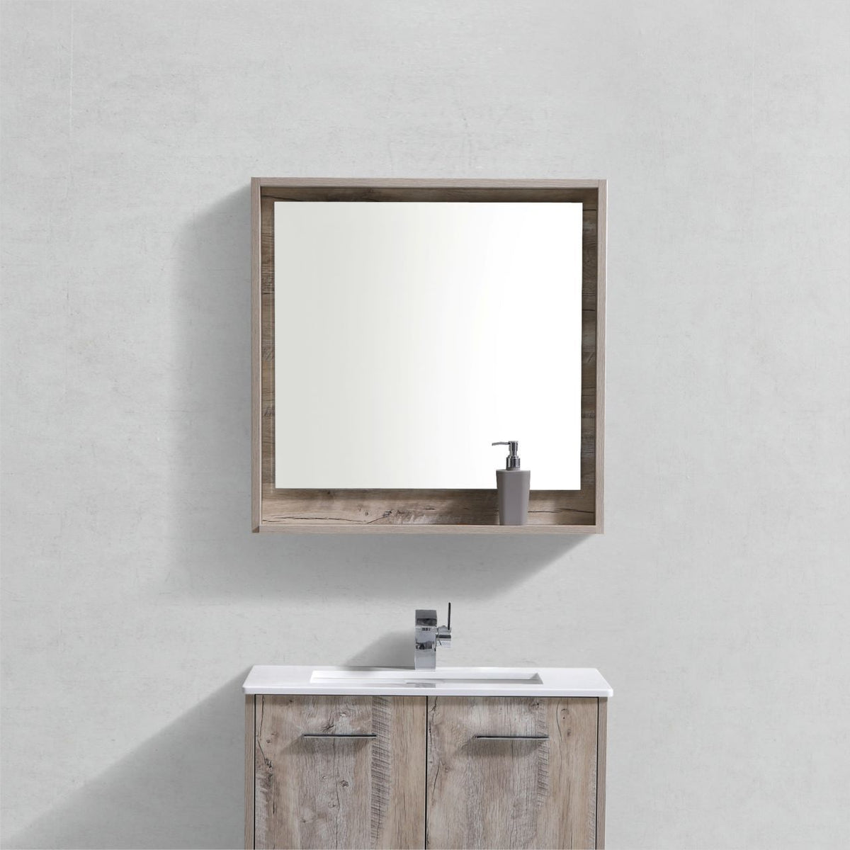 30" Wide Mirror w/ Shelf Nature Wood