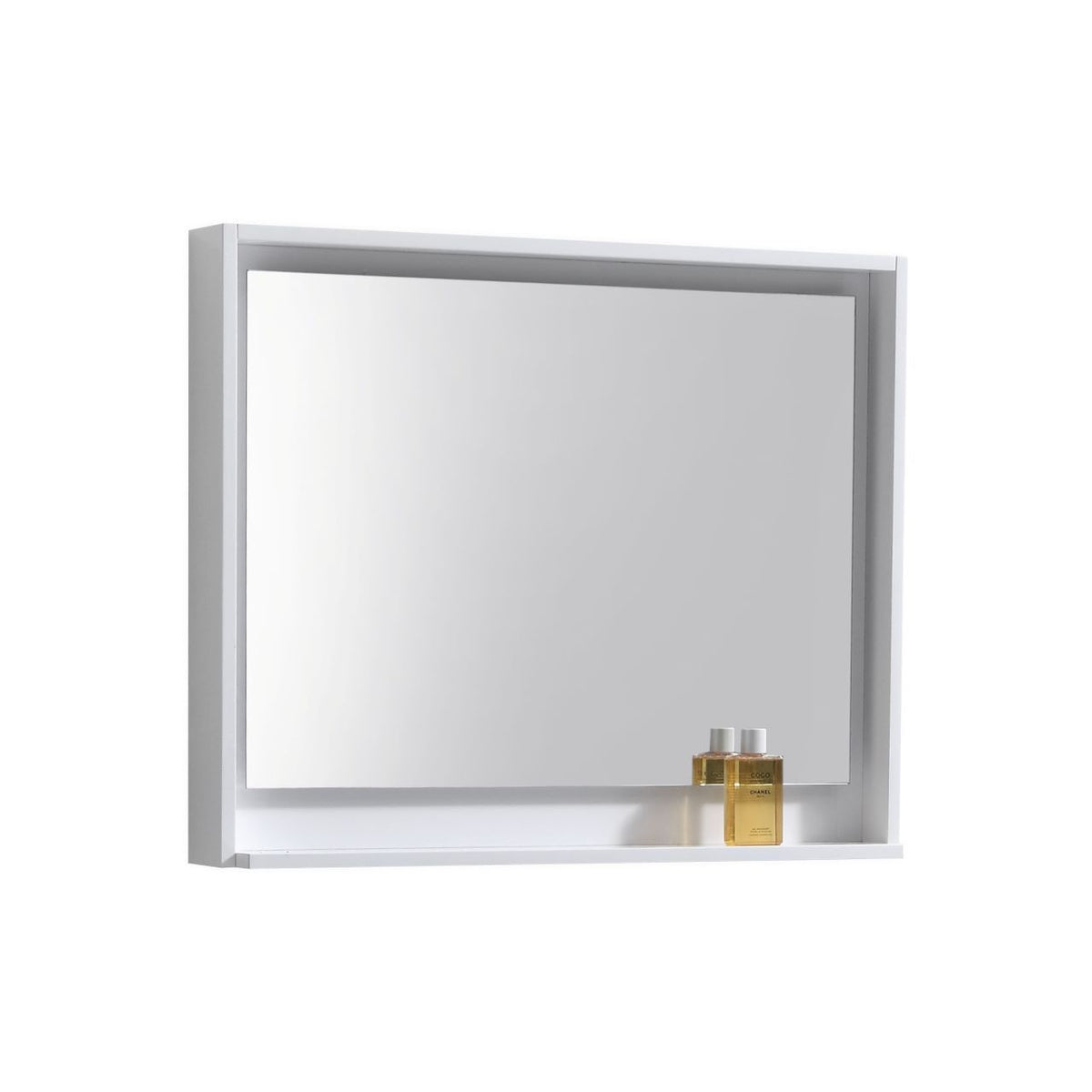 36" Wide Mirror w/ Shelf Gloss White