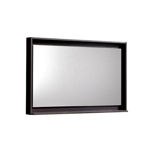 36" Wide Mirror w/ Shelf High Gloss Gray Oak