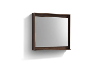 36" Framed Wall Mirror with Built-In Shelf – Rosewood