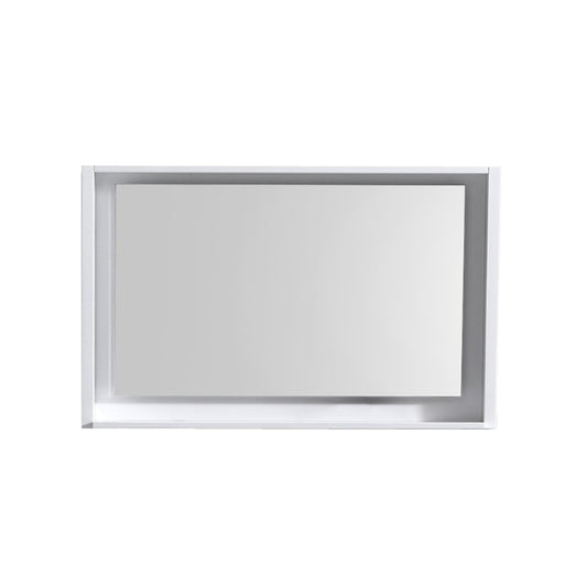 40" Wide Mirror w/ Shelf High Gloss White