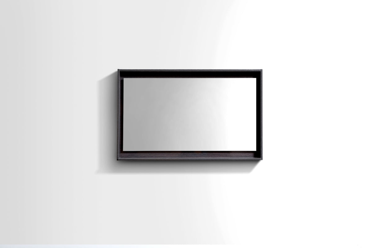 40" Wide Mirror w/ Shelf High Gloss Gray Oak