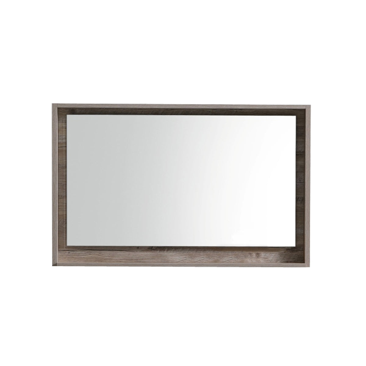 A 40 inch wide mirror with a shelf, featuring a nature wood finish.