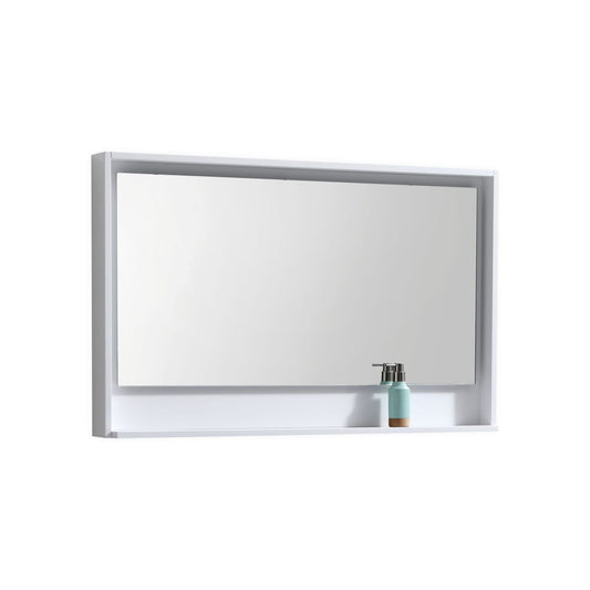 48" Wide Mirror w/ Shelf Gloss White