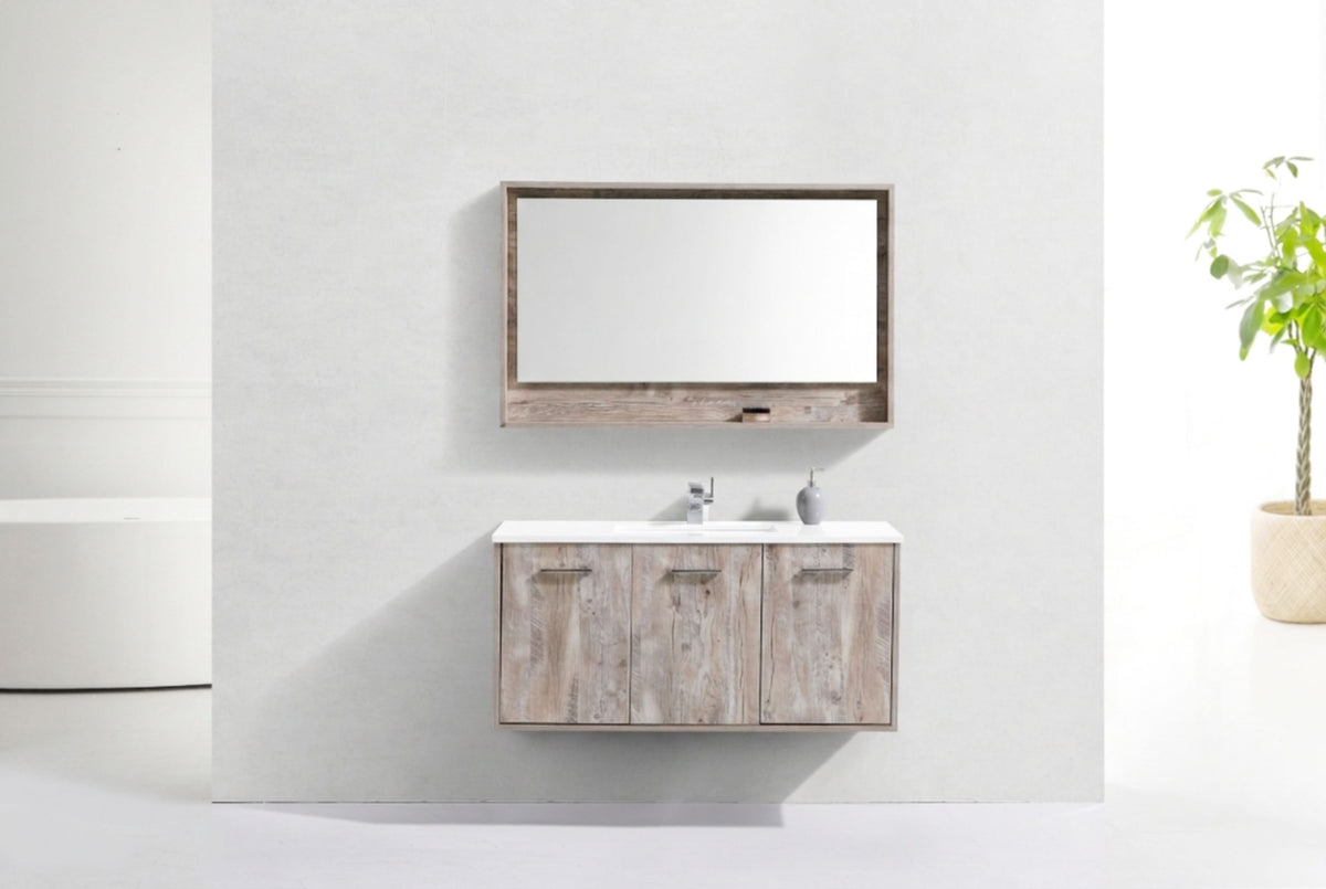 BOSCO 48" Nature Wood Modern Bathroom Vanity w/ Quartz Countertop