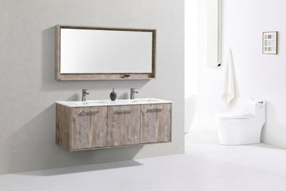 Bosco 60" Wall Mount Nature Wood Modern Bathroom Vanity w/ Quartz Countertop