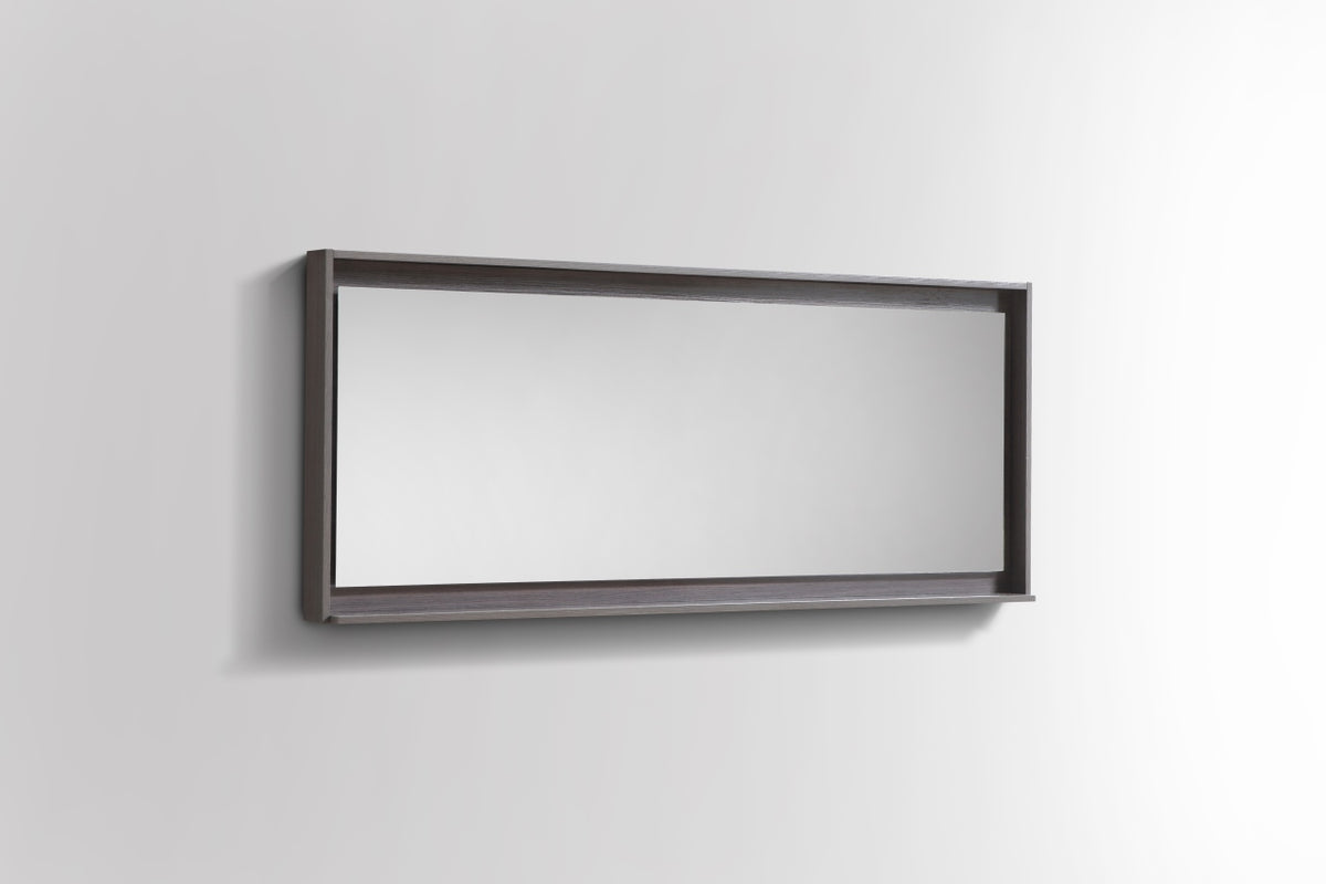 60" Wide Mirror w/ Shelf Gray Oak