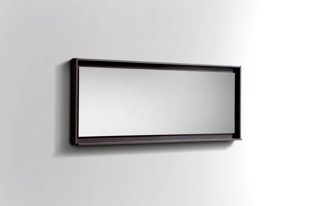 60" Wide Mirror w/ Shelf High Gloss Gray Oak