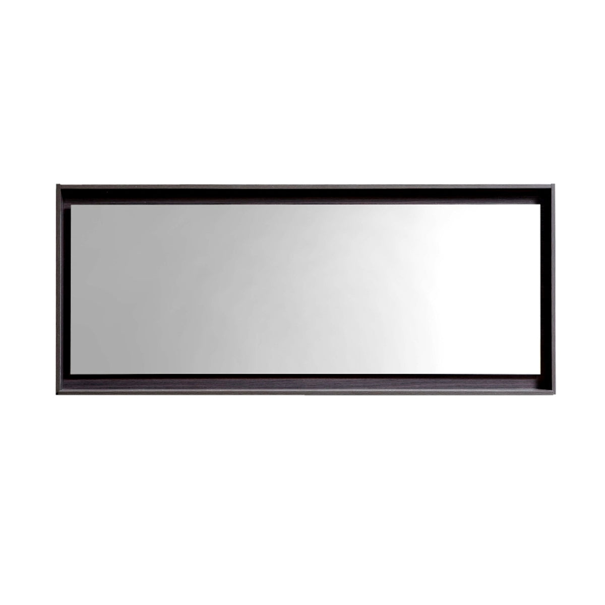 60" Wide Mirror w/ Shelf High Gloss Gray Oak