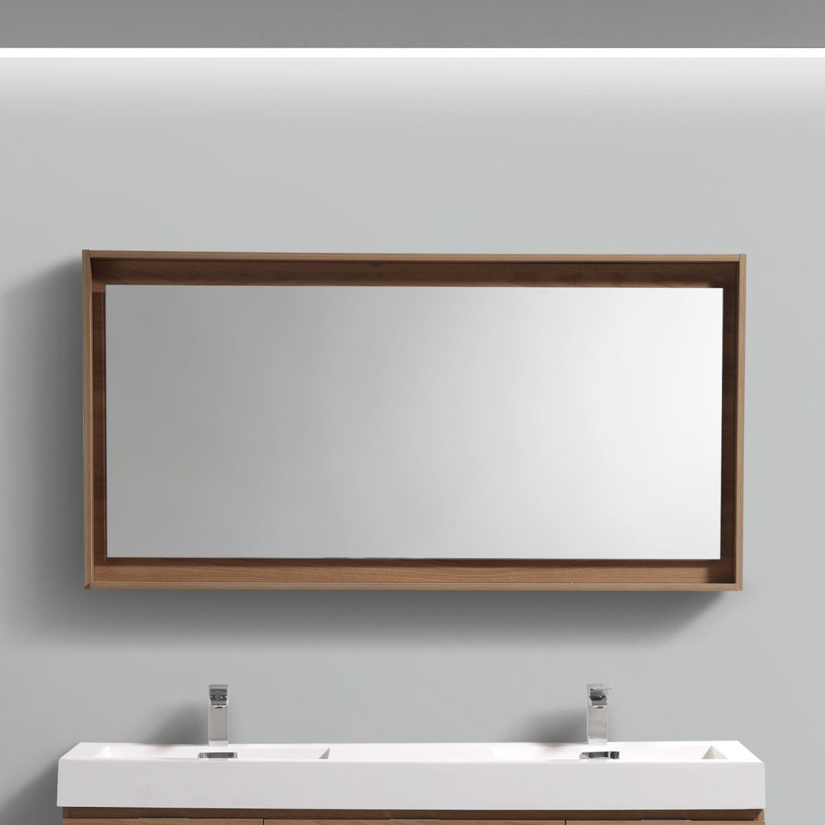 60" Wide Mirror w/ Shelf Honey Oak