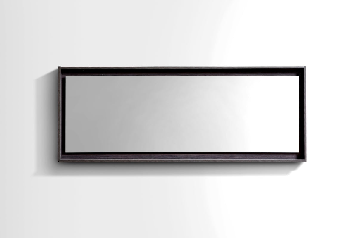 70" Wide Mirror w/ Shelf High Gloss Gray Oak