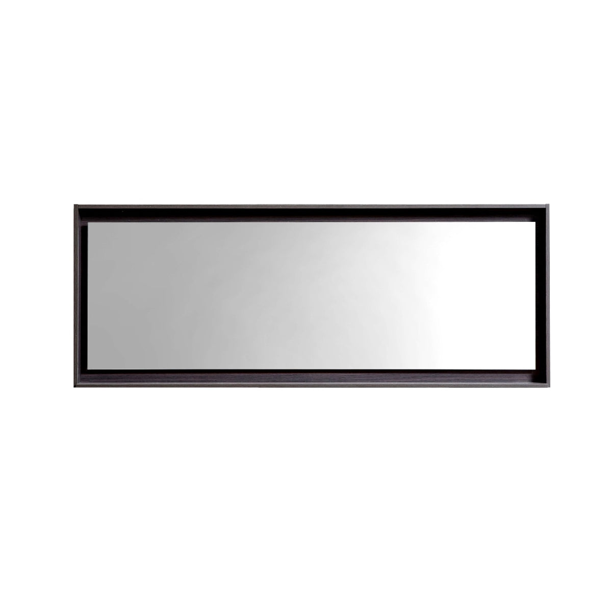70" Wide Mirror w/ Shelf High Gloss Gray Oak