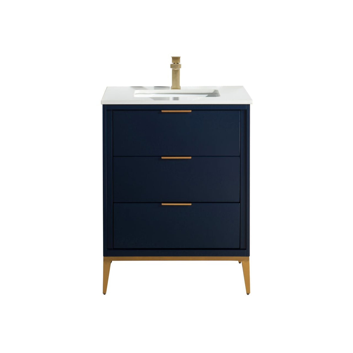 Divani 24'' Navy Blue Vanity W/ Quartz Counter Top