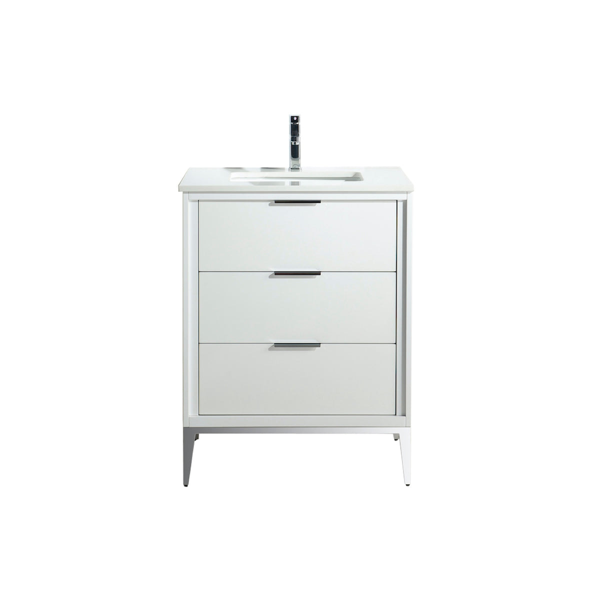 Divani 24" High Gloss White Vanity with Quartz Countertop